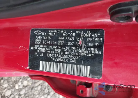 2016 Hyundai Accent Se z USA, uszkodzony, nr VIN KMHCT5AE5GU289239